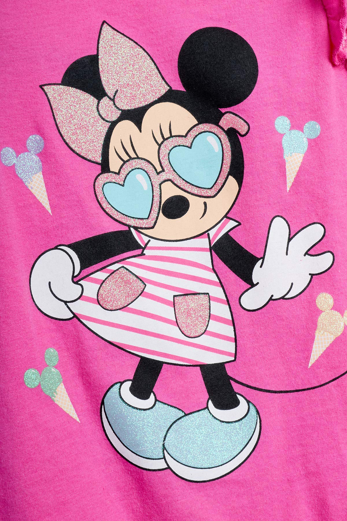 Disney Baby Girls Romper 2 Pack: Minnie Mouse Ruffle Sleeve Romper (Newborn/Infant), Size 0-3 Months, Hot Pink Minnie./ White Multi Hearts