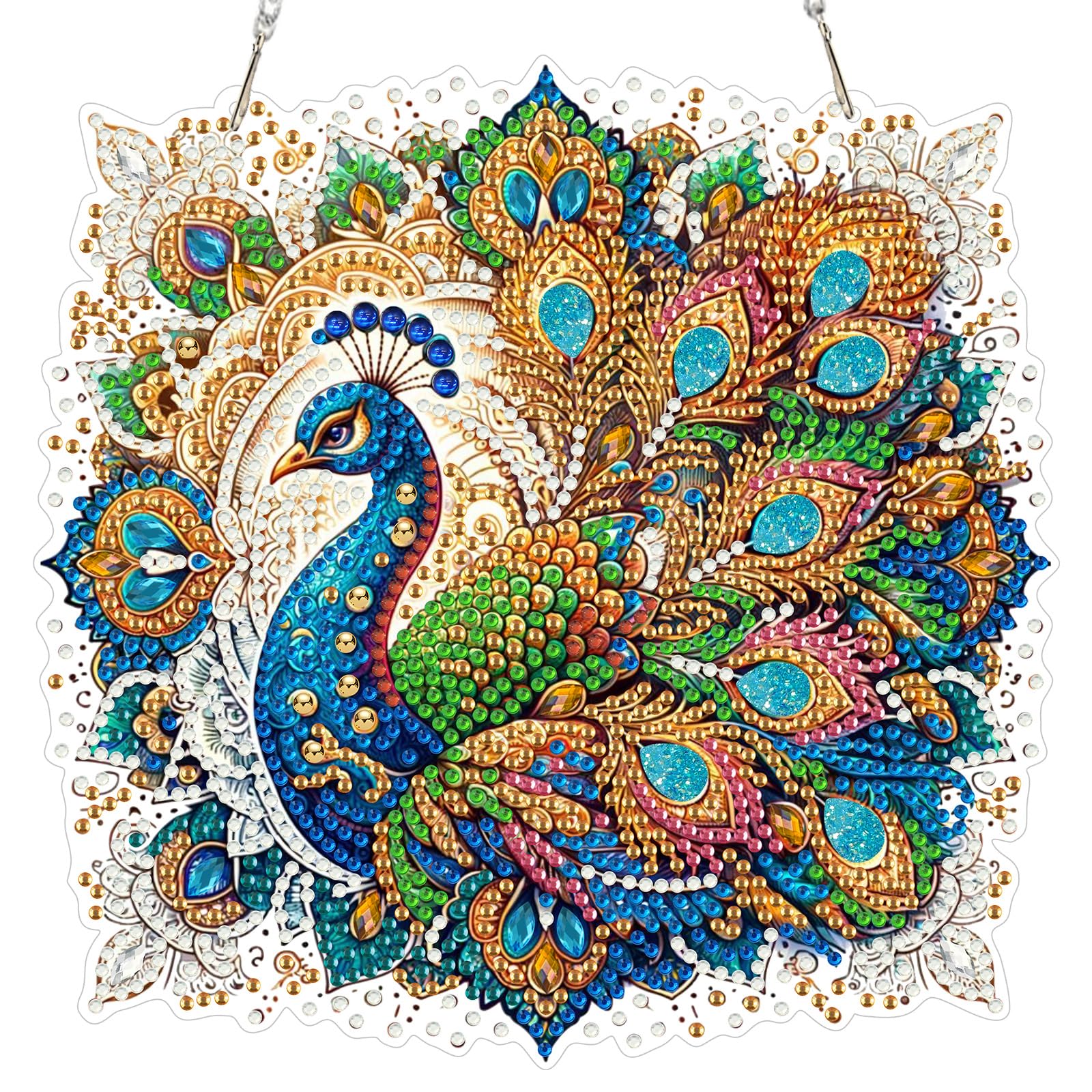 MOGTAA Peacock Diamond Art Hanging Kits for Adults Kids, 5D Special Shape Animal Diamond Painting Pendant Kits, Crystal Rhinestones Gem Arts Crafts Kit for Home Wall Decor Gifts