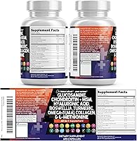 Vista 9 de Clean Nutraceuticals Glucosamina condroitina MSM 1500mg con cúrcuma curcumina, colágeno, ácido hialurónico, Omega 3 - Suplemento de salud articular