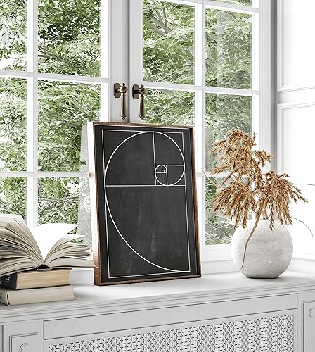 Miniatura 5 de Impresión artística de matemáticas  Fibonacci espiral dorada  Regalo y decoración para profesores, estudiantes de aula y matemáticas  Póster