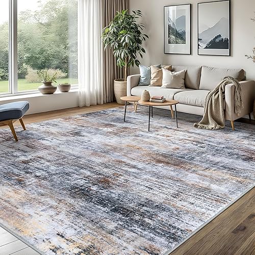 Miniatura 192 de IOHOUZE Alfombra pequeña abstracta de 2 x 3 pies, alfombra de entrada lavable para entrada interior, alfombras con respaldo de goma, alfombra Gris