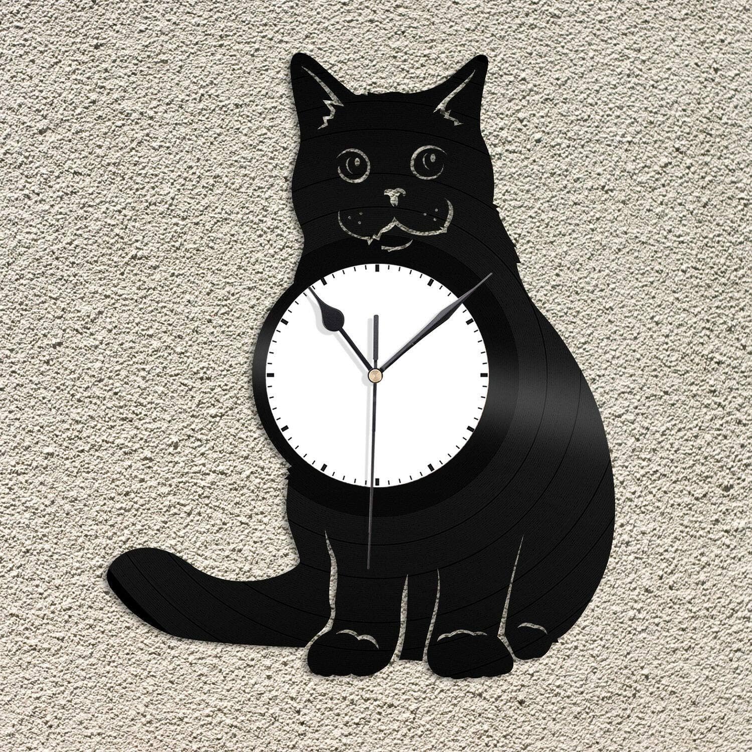 Reloj de pared de vinilo de pelo corto británico con diseño de animales, el mejor regalo, para amantes de los gatos, diseño vintage, oficina, bar,