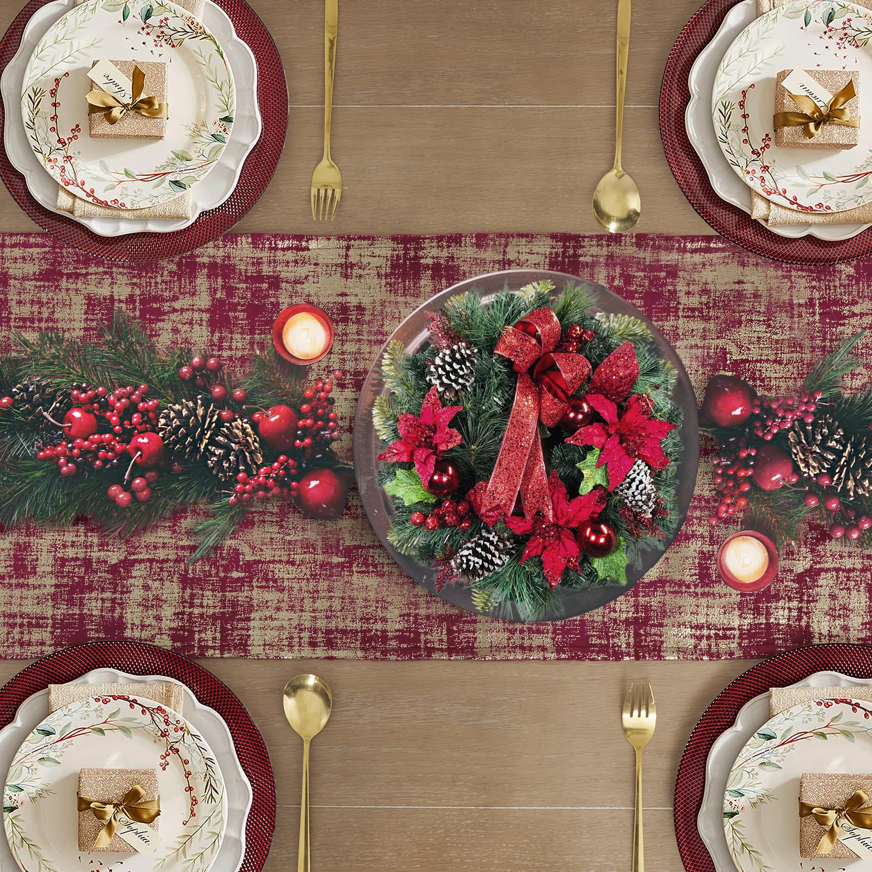 Amazon.com: Red Velvet Christmas Table Runner, Camino De Mesa De
