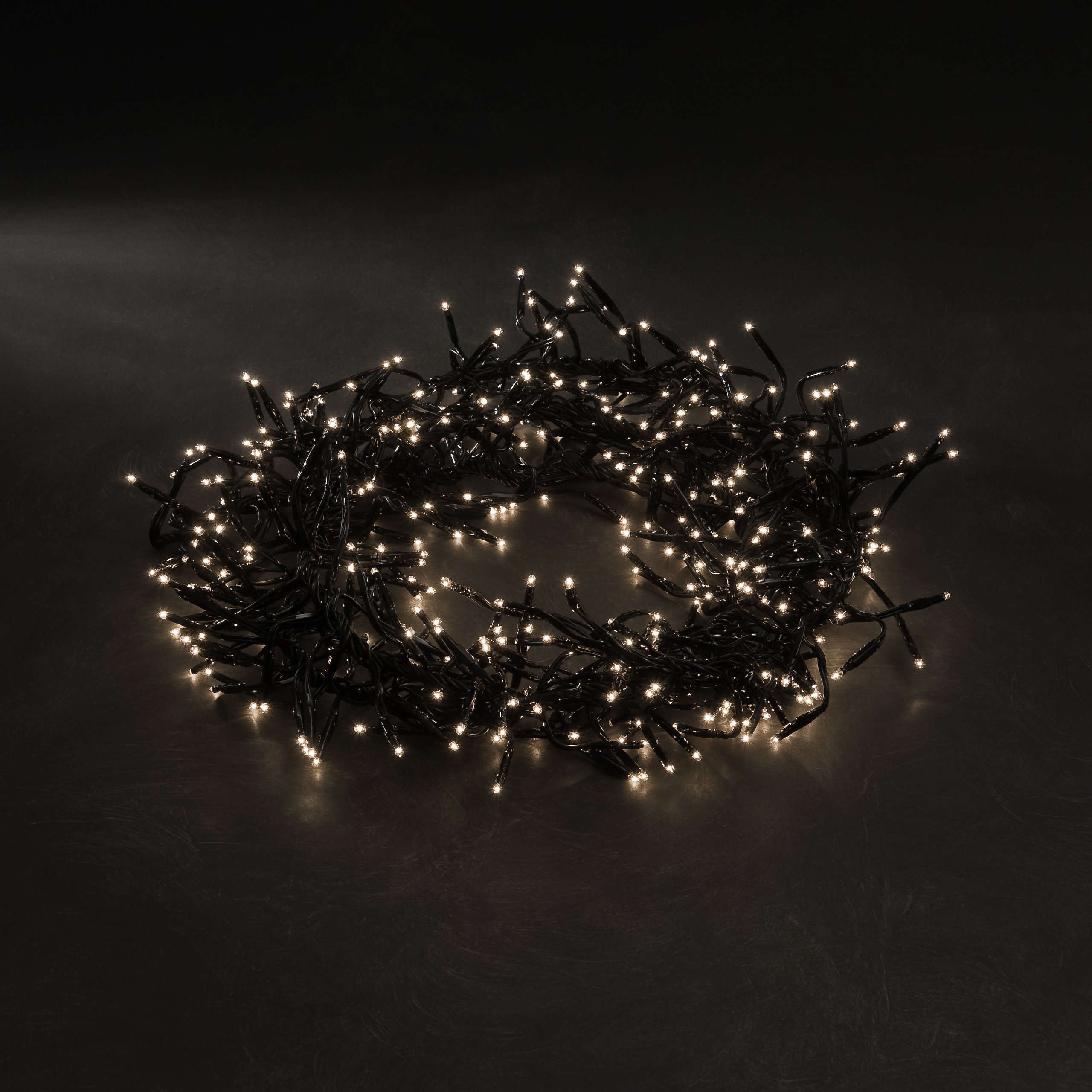 Konstsmide 3712-000 Microlight - Guirnalda de luces (576 bombillas transparentes, multifunción, transformador externo de 24 V, cable negro)
