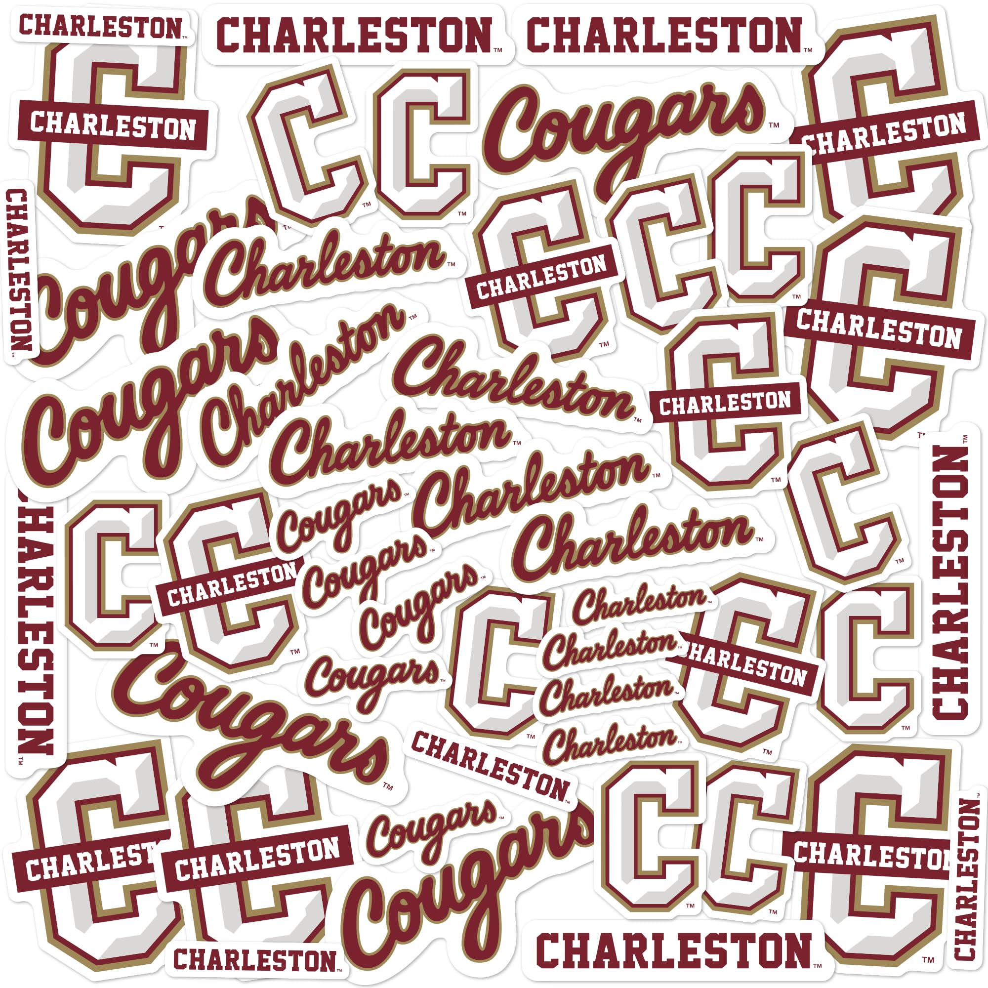 College of Charleston Spirit Logo Vinyl Large Deluxe Stickers Variety Pack - Laptop, Water Bottle, Scrapbooking, Tablet, Skateboard, Indoor/Outdoor