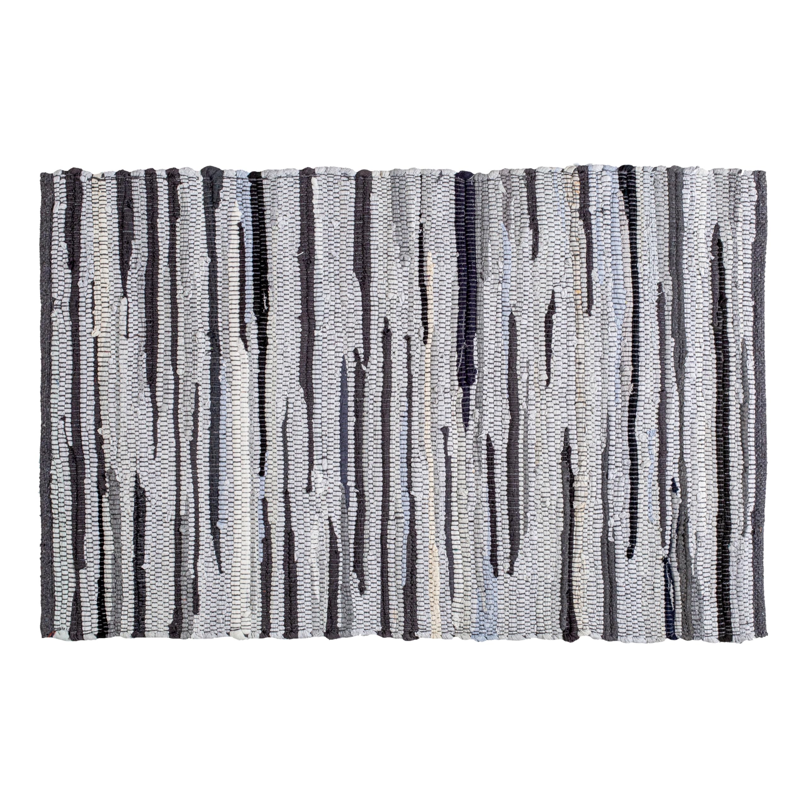 Ramanta Home 100% Cotton Chindi Rag Rug 2'x3' - Charcoal, Recycled Reversible Rug, Boho Rustic Farmhouse Rugs for Living Room, Kitchen, Entryway,