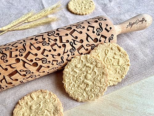 Miniatura 6 de MUSICAL INSTRUMENTS EMBOSSING ROLLING PIN with NOTES and MUSICAL INSTRUMENTS LASER ENGRAVED for EMBOSSED COOKIES GIFT FOR MUSICIAN