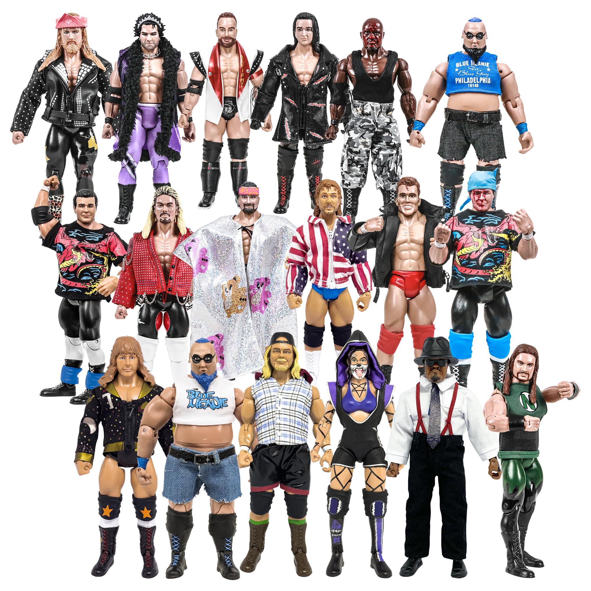 Set of 18 Loose Rising Stars & Legends of Wrestling Action Figures