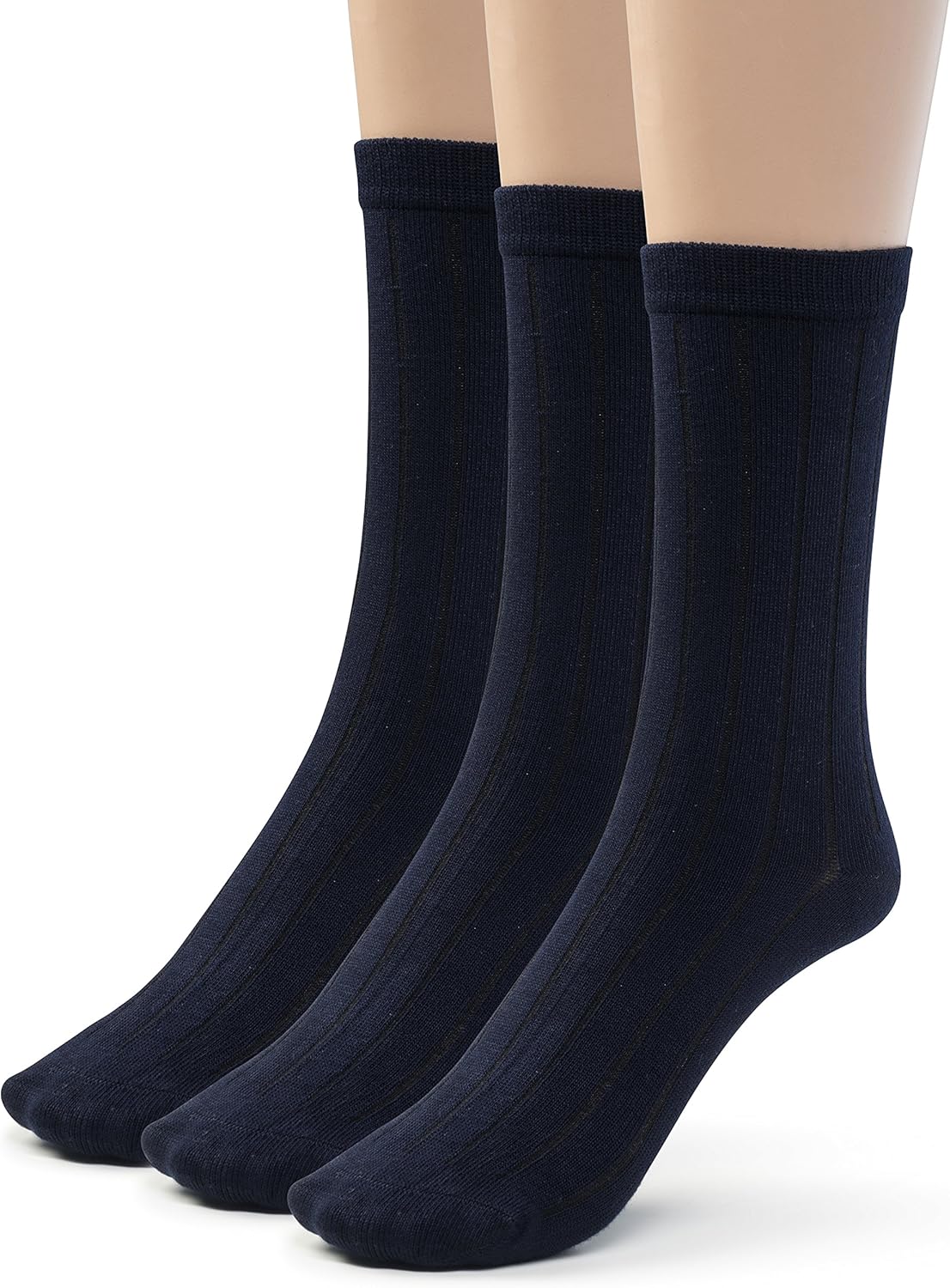 Silky Toes Mens Rayon From Bamboo Ribbed Dress Crew Socks 3 or 6 Pairs Calf Socks