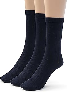 Sponsored Ad - Silky Toes Bamboo Ribbed Crew Socks for Boys Girls, Casual School Uniform 3 or 6 Pk Seamless Socks
