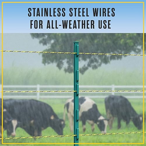 Miniatura 4 de Houseables Alambre eléctrico para cerca, valla de alambre caliente, valla eléctrica, valla de ganado, cuerda de alambre eléctrico para pollo,