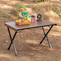 TIMBER RIDGE állítható magasságú összecsukható kempingasztal 4-6 személyre alumínium könnyű picnic barbecue terasz kert 100 kg teherbírással 8