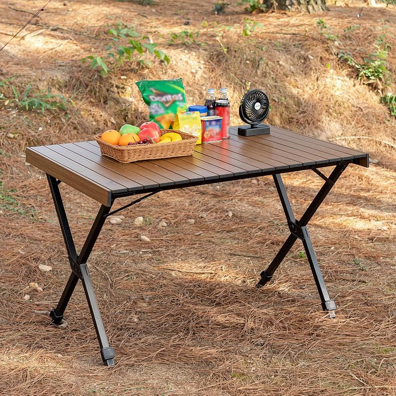 TIMBER RIDGE állítható magasságú összecsukható kempingasztal 4-6 személyre alumínium könnyű picnic barbecue terasz kert 100 kg teherbírással