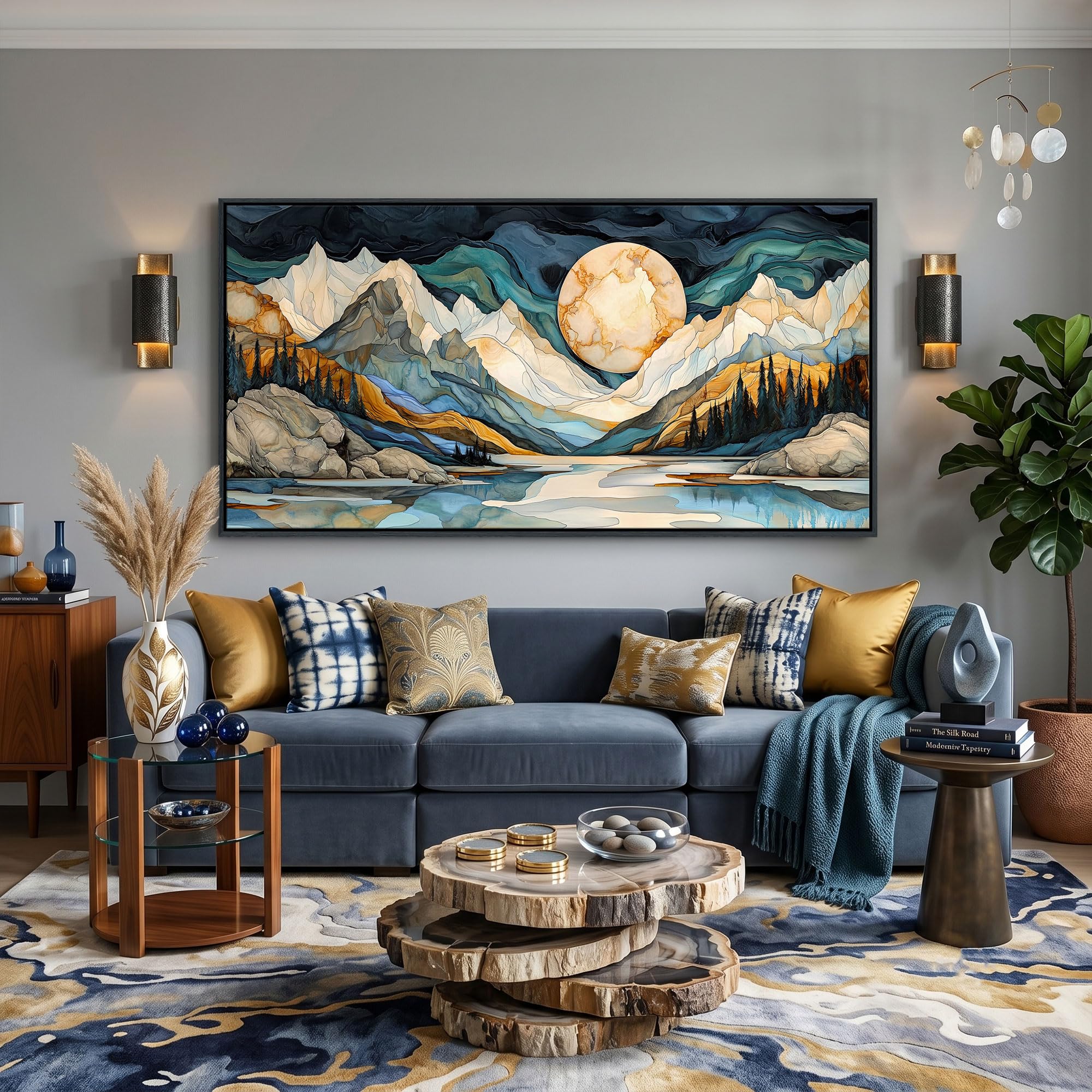 Framed Abstract Mountain Canvas (Mofutinpo)