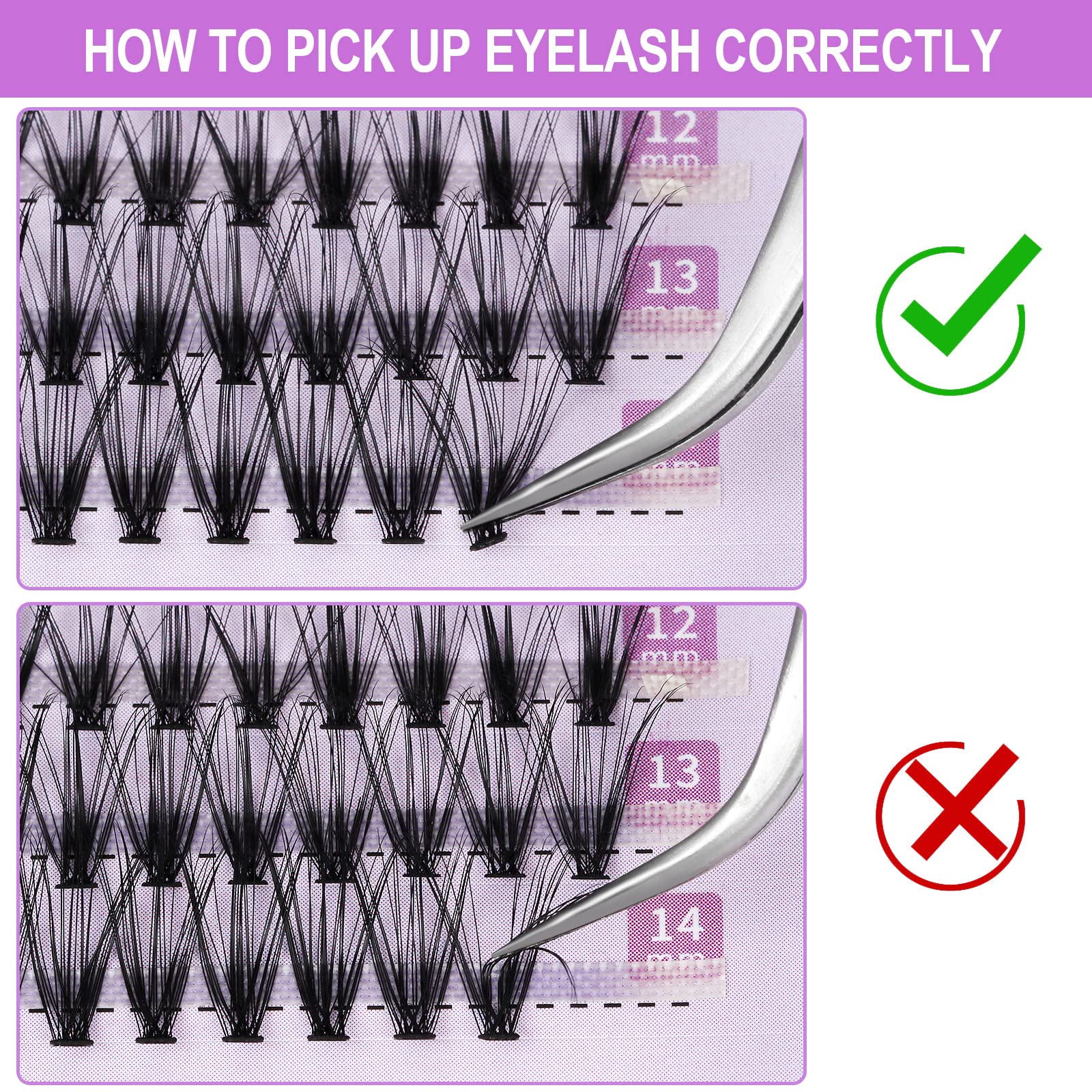 Cluster Eyelash 240pcs 20+40D 0.07 D Curl mix 9-14mm Cluster Eyelashes Extensions - Image 3