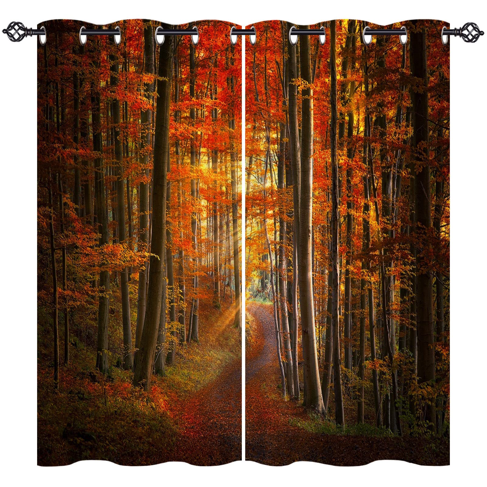 ANHOPE Autumn Forest Blackout Curtains Eyelet 46 x 54 Inch 2 Panels — image 1