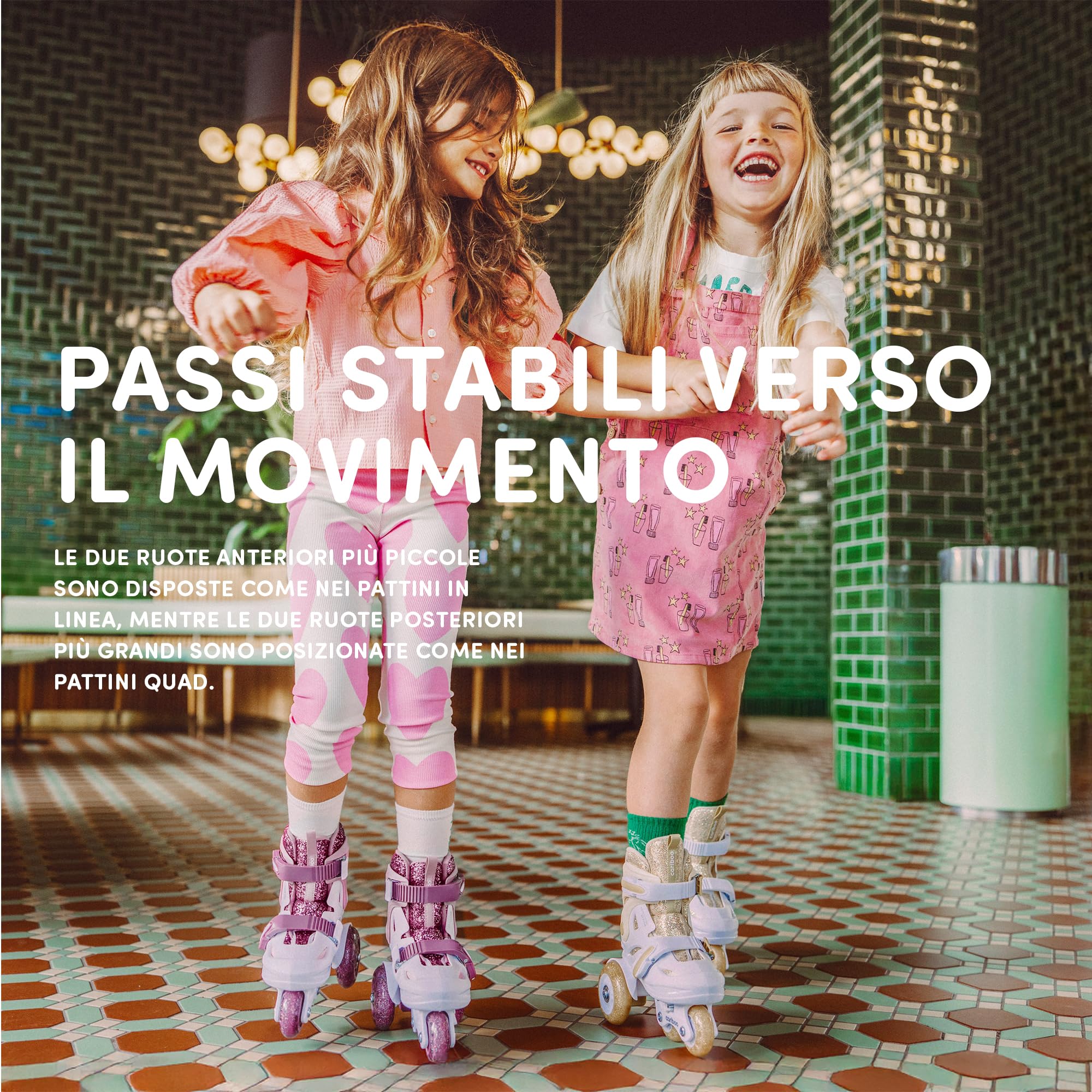 Cariboo Pattini A Rotelle Per Bambini Per Principianti Regolabili Con Ruote Broccato Ballerina