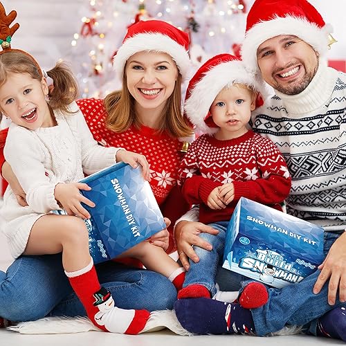 Miniatura 8 de Paquete de 9 manualidades navideñas, arcilla de muñeco de nieve de Navidad para niños, construye tu kit de manualidades de muñeco de nieve, juego de