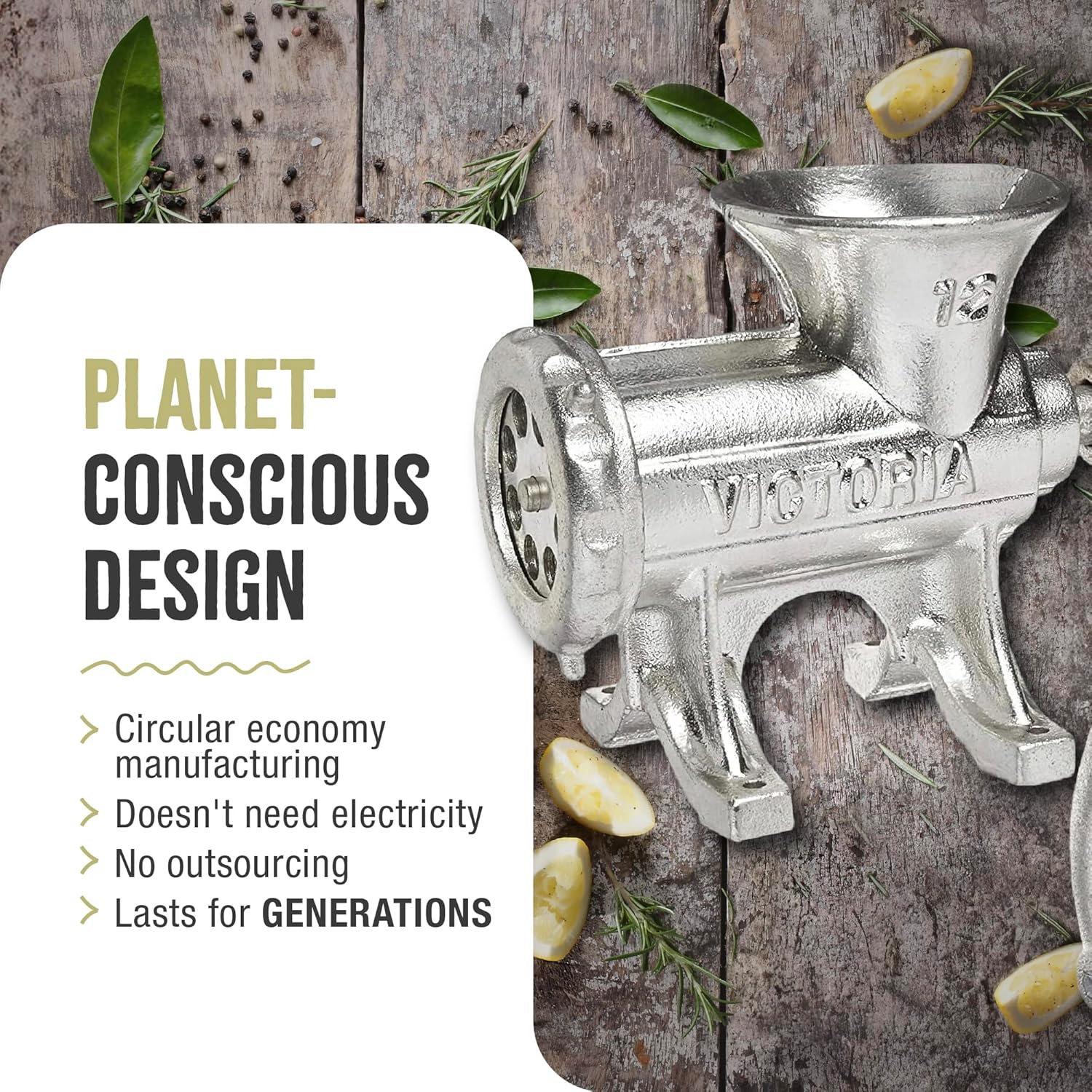 Victoria Cast Iron Meat Grinder with a Table Fixed Mount, Manual Sausage Grinder and Meat Mincer, Number 12, Made in Colombia