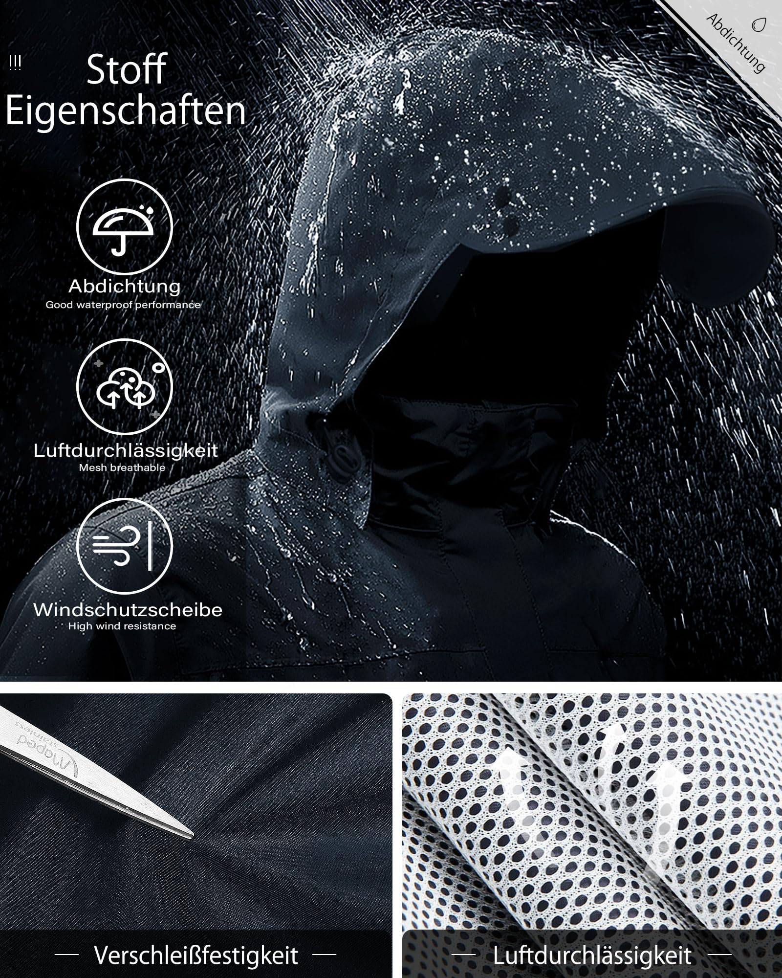 Coutyuyi Homme Veste de pluie, légère et imperméable,pliable avec capuche rangeable,pour activité en plein air,cycle