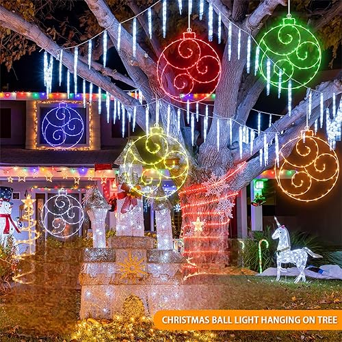 Miniatura 7 de Baquler Paquete de 6 luces LED solares de Navidad de 12 pulgadas para colgar en el jardín, 60 luces LED de ventana de Navidad, luz solar al aire