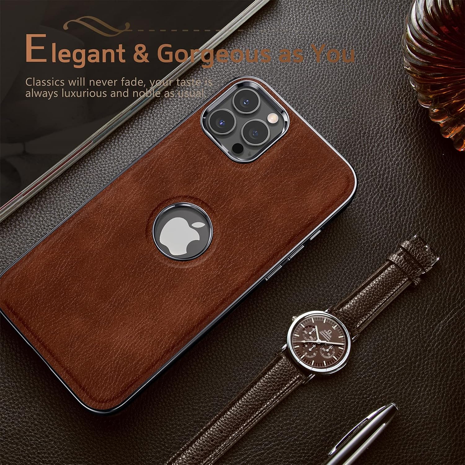 LOHASIC Compatible with Mag-Safe for iPhone 14 Pro Max Case, Slim Leather Protective Shockproof Magnetic Back Design Vintage Anti-Scratch Cover for iPhone 14 Pro Max Cases 6.7 inch 2022 - Brown