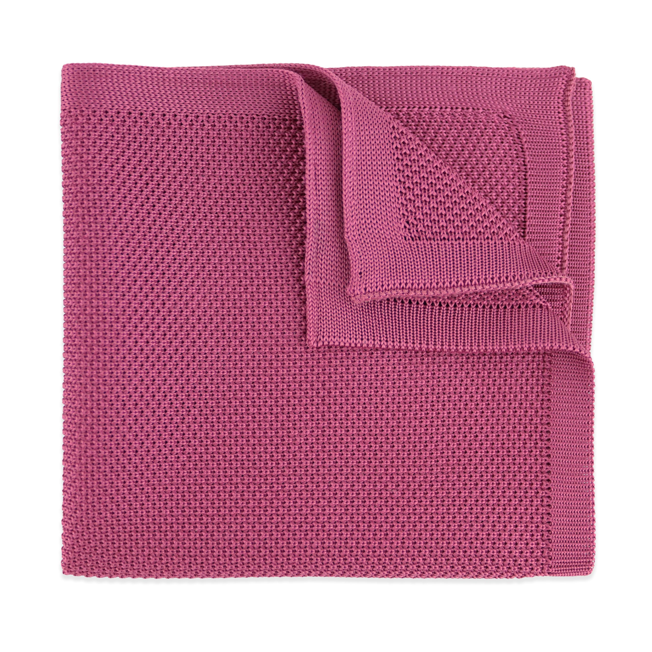 The Gents Lab Men's Dark Pink Knitted Pocket Square Made From 100% Soft Polyester | Over 20+ Colours (Dark Pink)