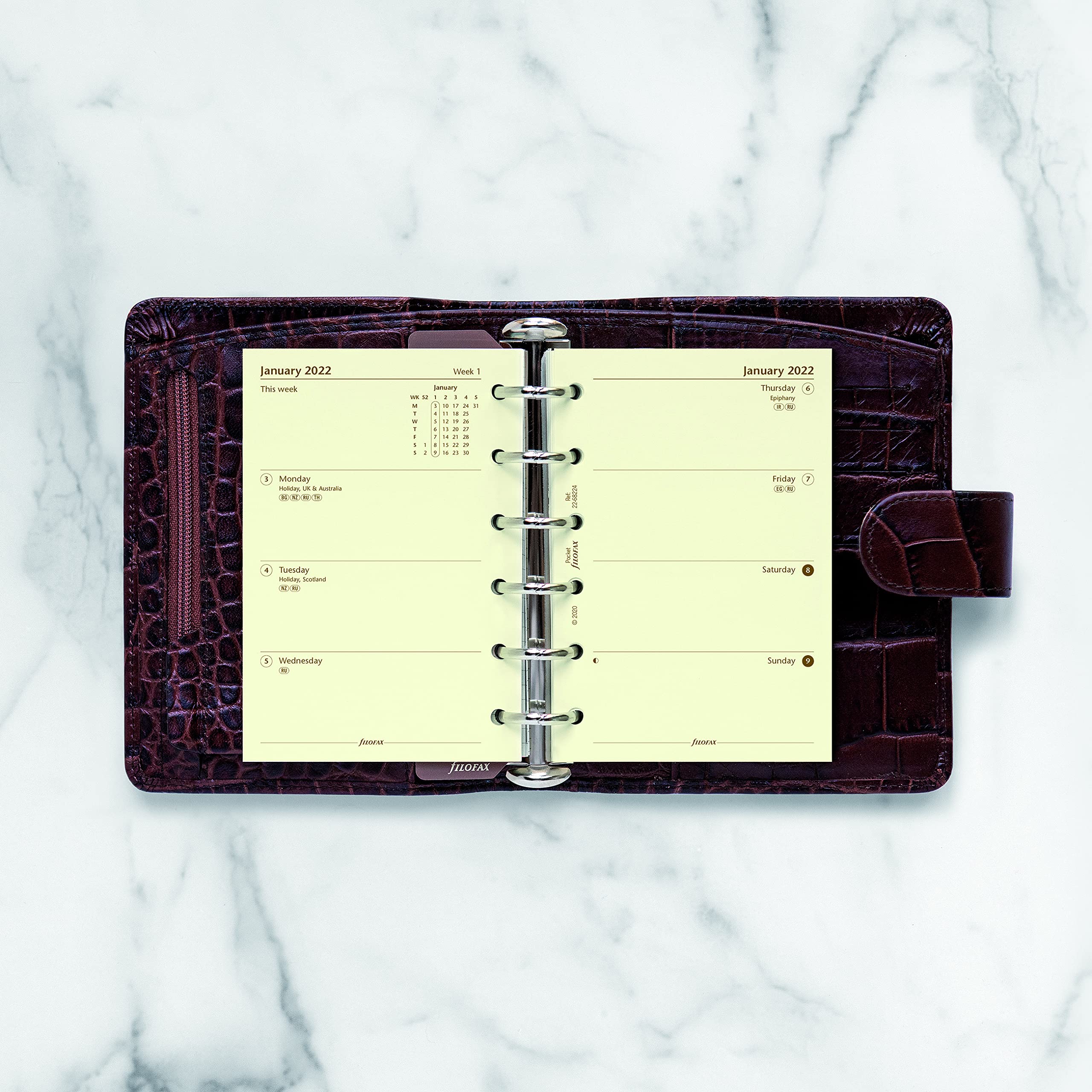 Filofax 2022 (C68224-22) - Ricarica tascabile, visualizzazione settimanale, in cotone, colore: panna