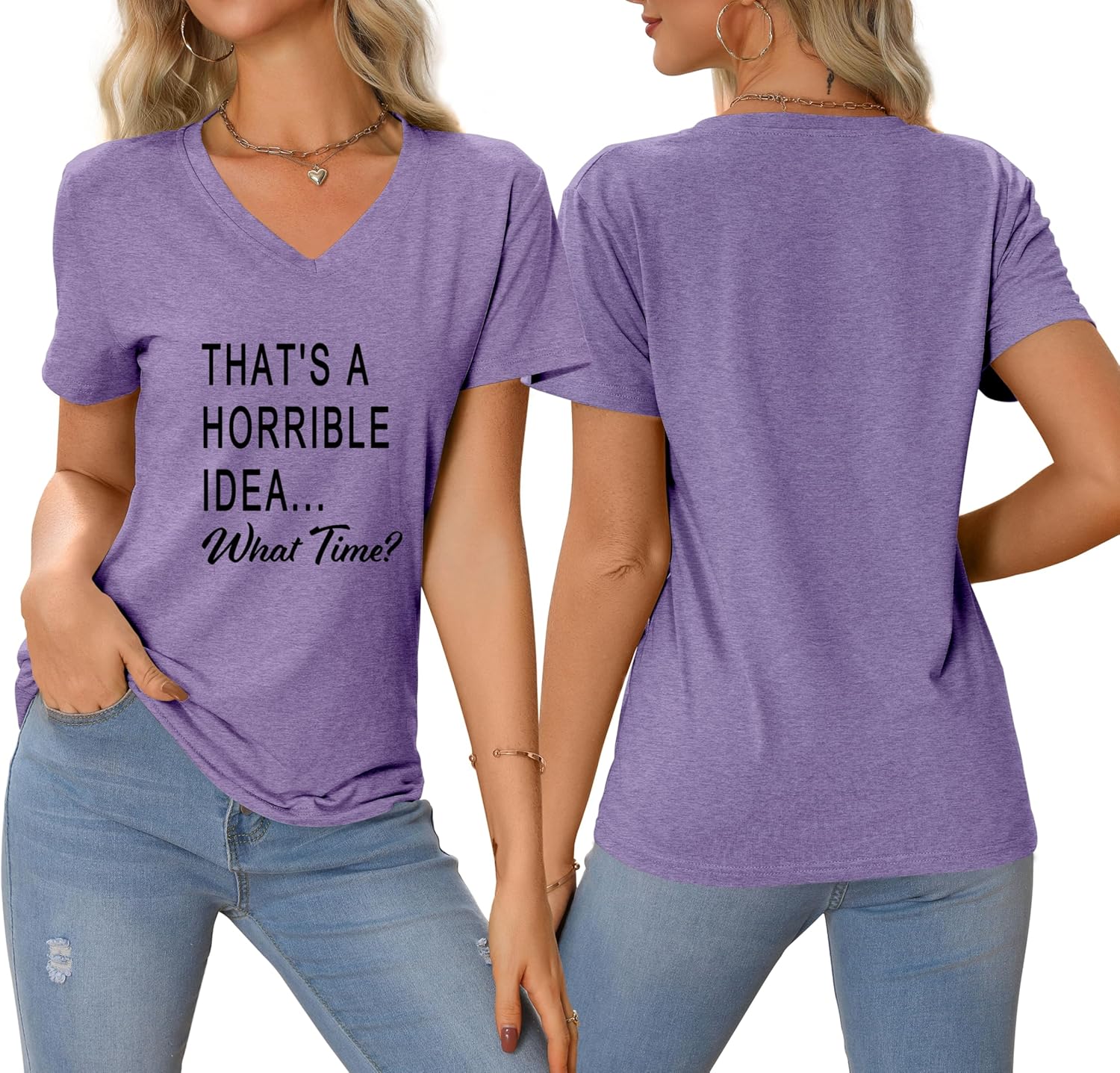 That's A Horrible Idea What Time T Shirt Funny Shirts for Women Casual Short Sleeve Tees Besties Saying Graphic Tops - Image 4