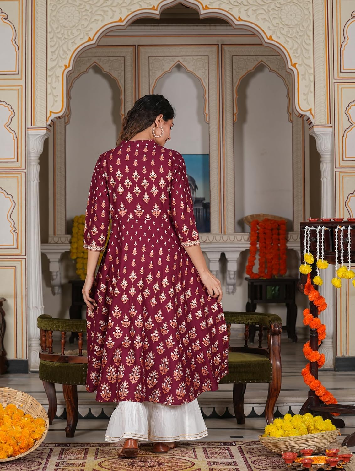 Yash Gallery Women's Rayon Floral Printed Anarkali Kurtis For Summer - Image 4