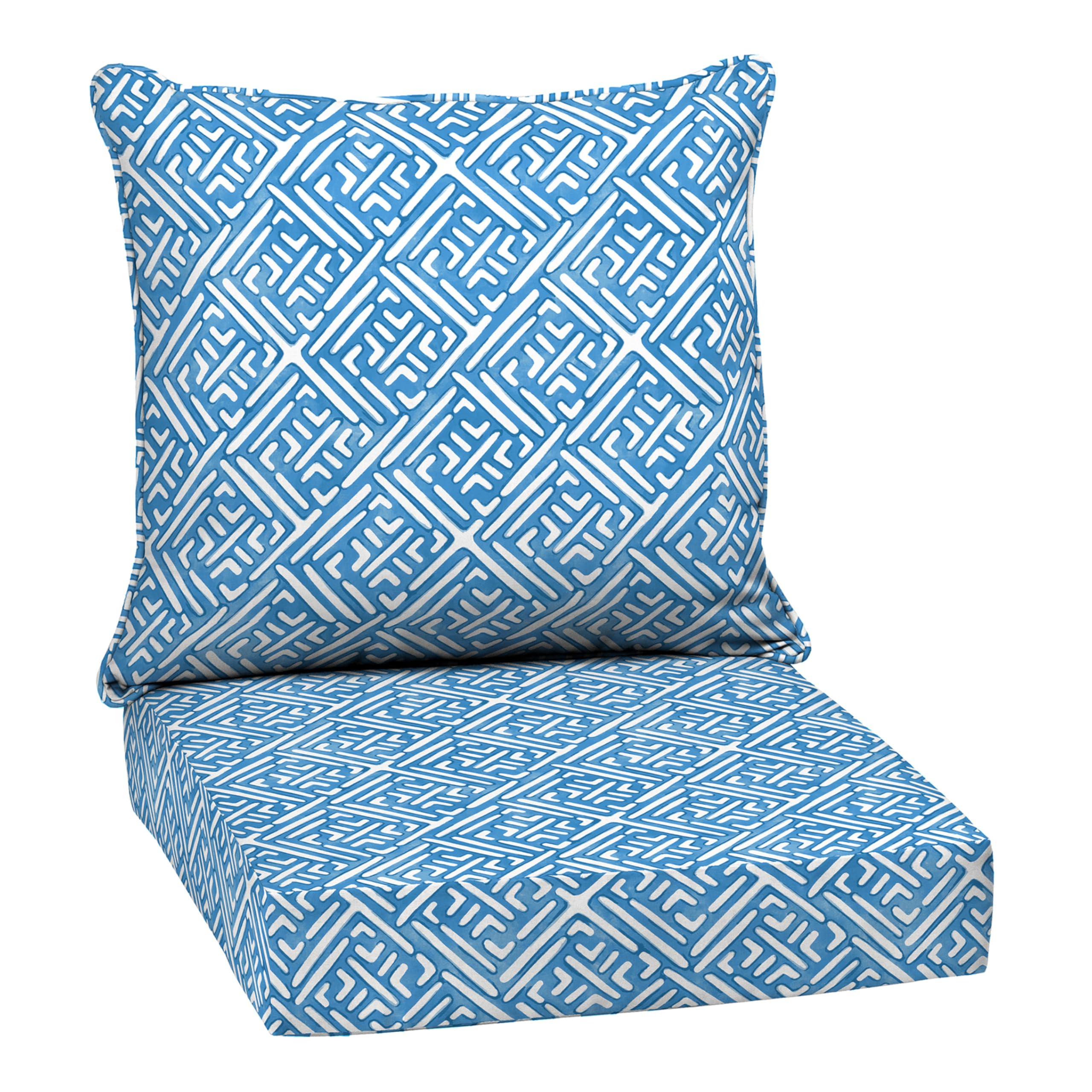 Arden Outdoor Deep Seat Cushion Set, 24 in x 24 in, Weather-Proof, Rain-Proof, Fade Resistant Patio Cushion for Chair, Sofa, and Couch Amalfi Blue Tile — image 1