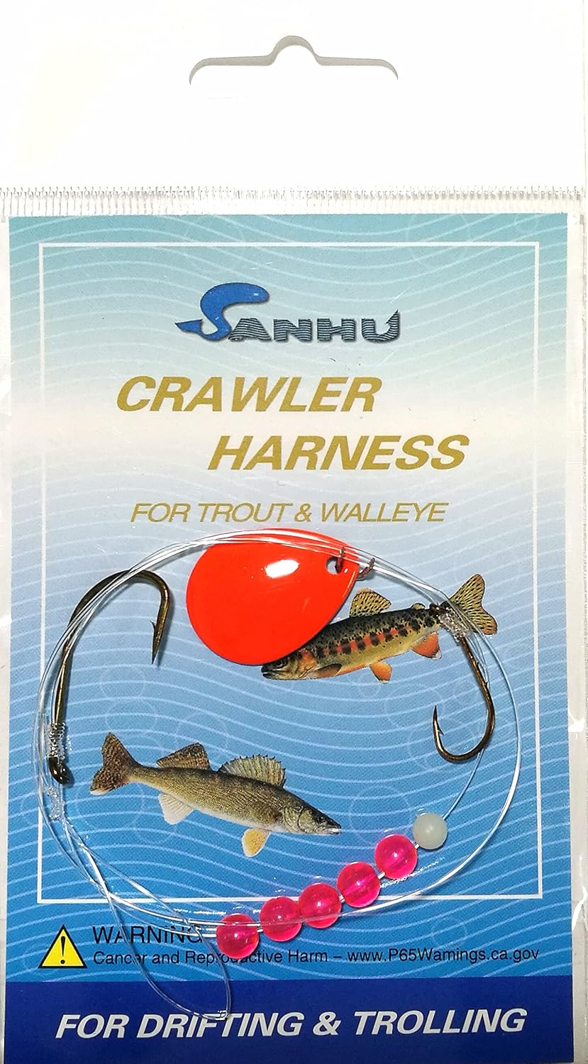 Crawler Harness Rigs, 10 Packs Multi-Color for Walleye Trolling, Ideal for Freshwater Game Fish, Item #627