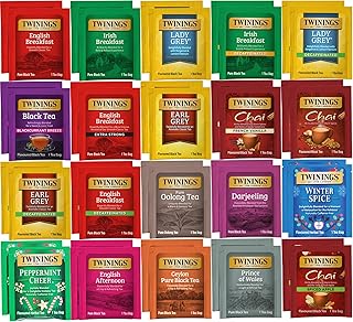Twinings Tea Bags Variety 40 Count Sampler including English Breakfast, Earl Grey, & other Favourites