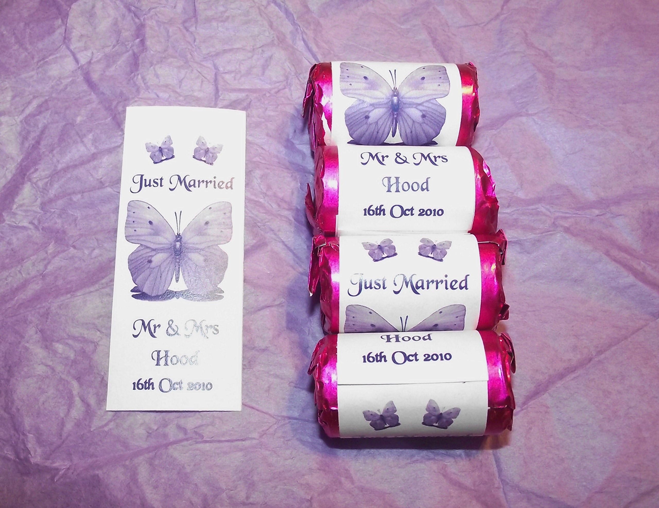 Love Heart Sweets (Mini) with Personalised Butterfly Wrappers Set of 20 - Personalised