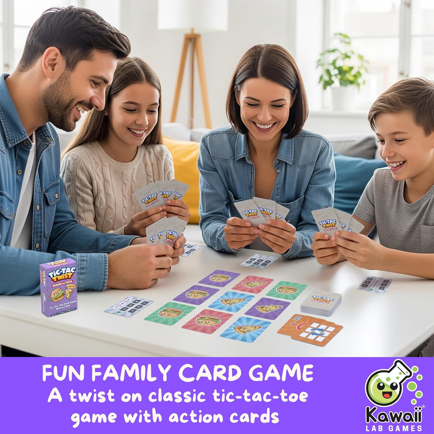 KAWAII LAB GAMES 3-Game Bundle: Carrot Boom + Screaming Billy + Tic-Tac Twist Burger vs Pizza, Easy-to-Learn Family Card Game Bundle for Game Night, 2–4 Players, Ages 8+, 10–20 Min