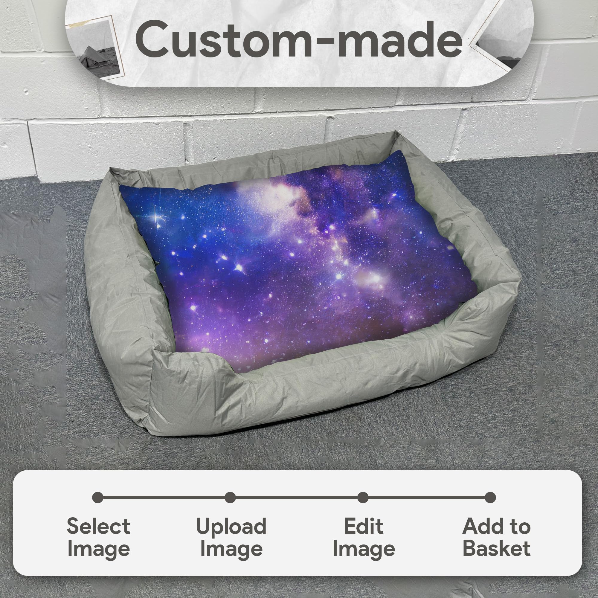 THEDOGTAGCO Cuna Perro Mediano Personalizada con Almohada, Cama de Espuma Viscoelástica Personalizada para Perro, con Funda Impermeable Lavable para Mayor Comodidad y Suavidad para tu Cachorro