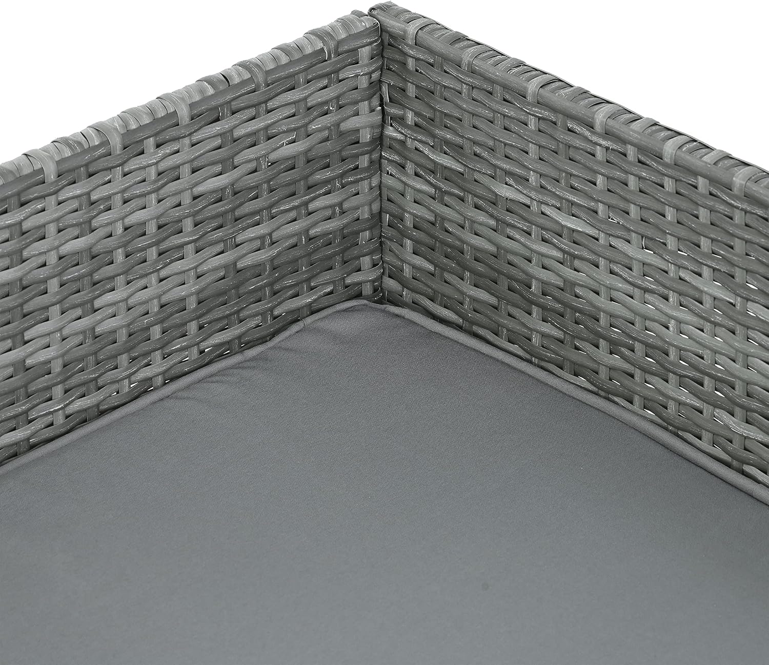Outdoor Wicker Pet Bed with Cushion, Gray Rattan, Patio Furniture for Dogs