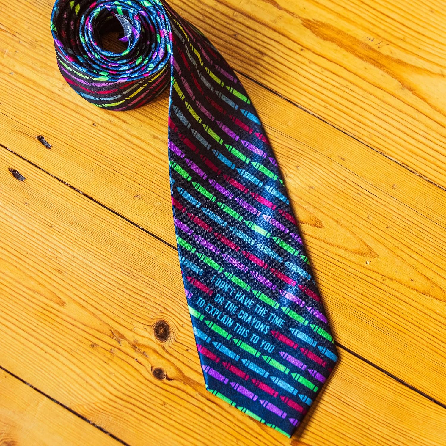 I Don't Have the Time or Crayons Funny Nerdy Necktie for Men | Funny Tie for Men,Novelty Fun Gag Gift, Funny Necktie, Graphic , Cool, polyester, Men's Novelty Neckties