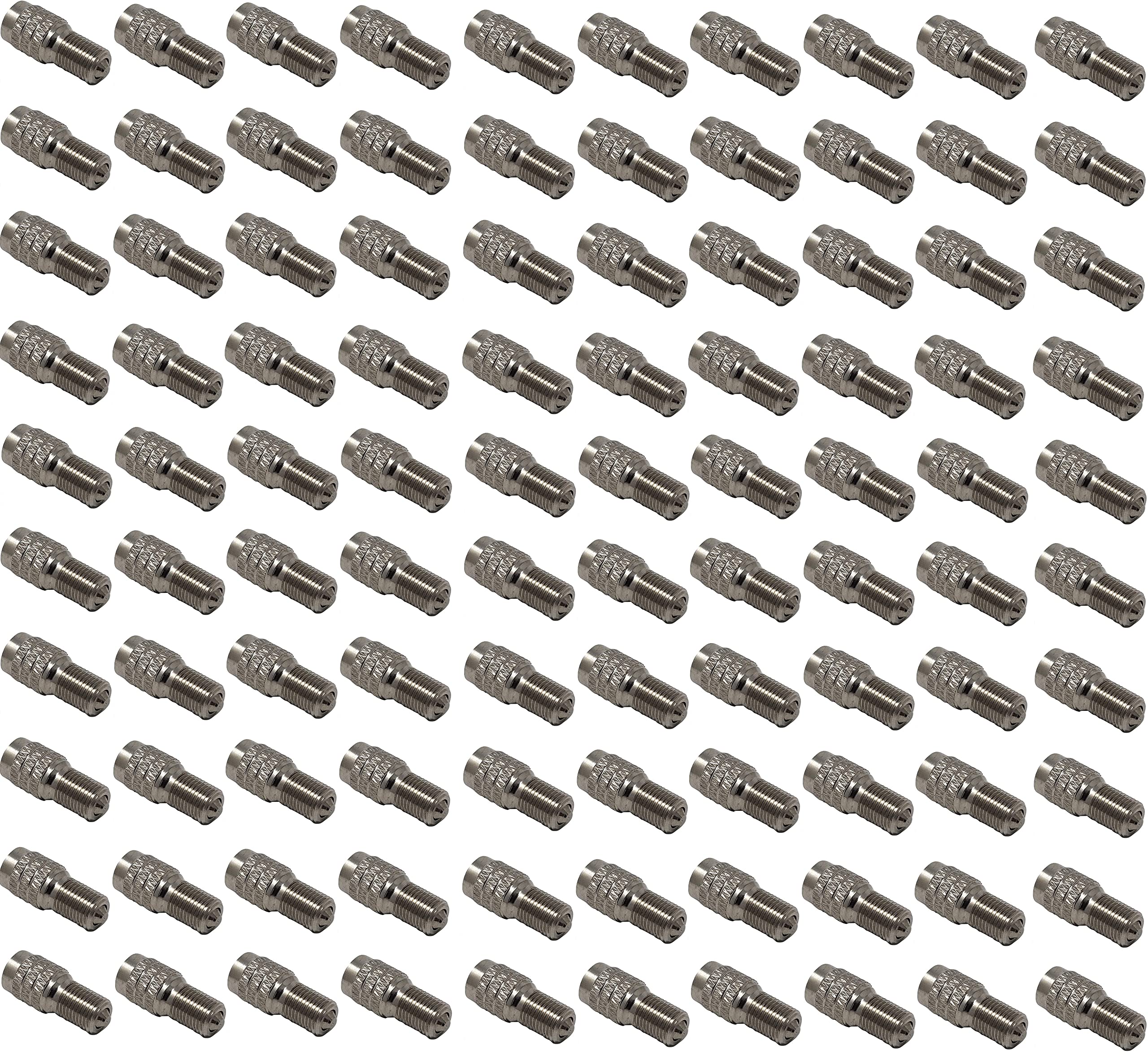 Muzzys V2B DS-1 - Confezione da 100 tappi per pneumatici con doppia tenuta per gonfiare pneumatici ad alta pressione per camion, auto e camper, per gonfiare pneumatici e controllare la pressione senza