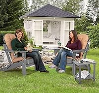Vista 8 de Nalone Juego de 2 sillas plegables Adirondack con cojín con soporte para tazas, silla de patio de plástico HDPE resistente a la intemperie, Gris