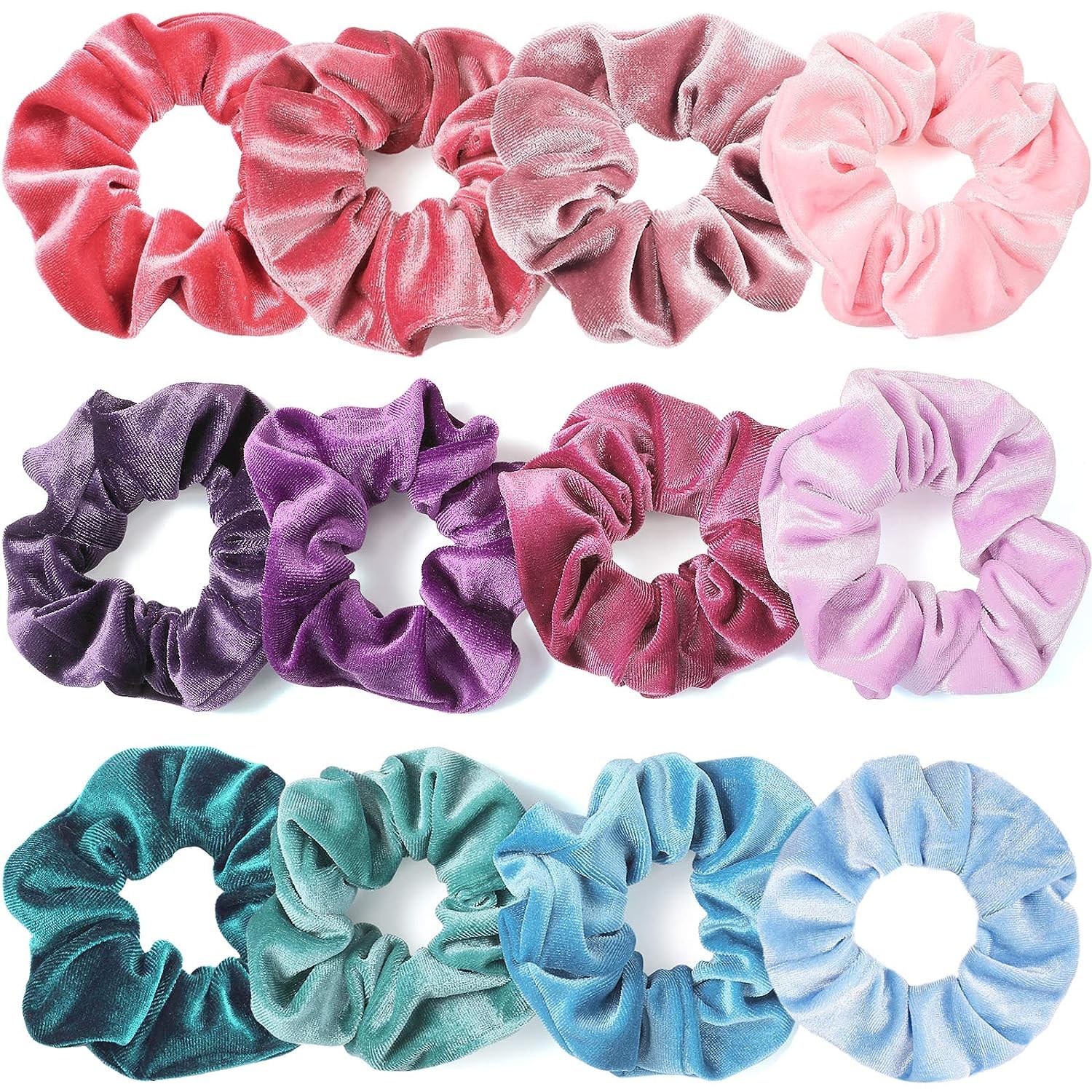 START HIGHS Silk Hair Scrunchies for Women Girls Value 12 Color Set, Elastic Silk Ponytail Holders for Thick/Thin Hair, Colorful Satin Scrunchies Hair Accessories