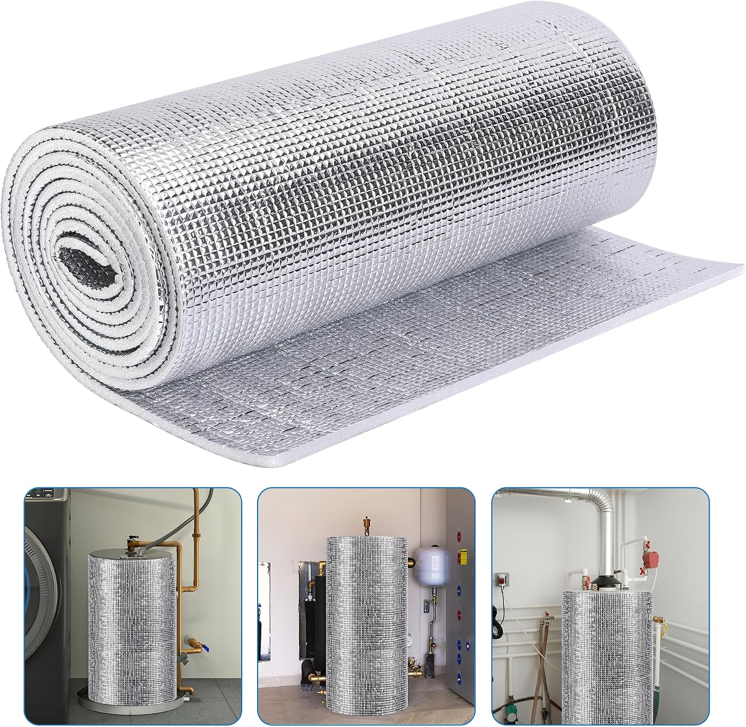 Water Heater Blanket Insulation Wrap, 9.8 ft Aluminum Foil Heater Cover | Hot Water Heater Jacket, Waterproof Water Insulation Blanket for Winter Heater Insulation