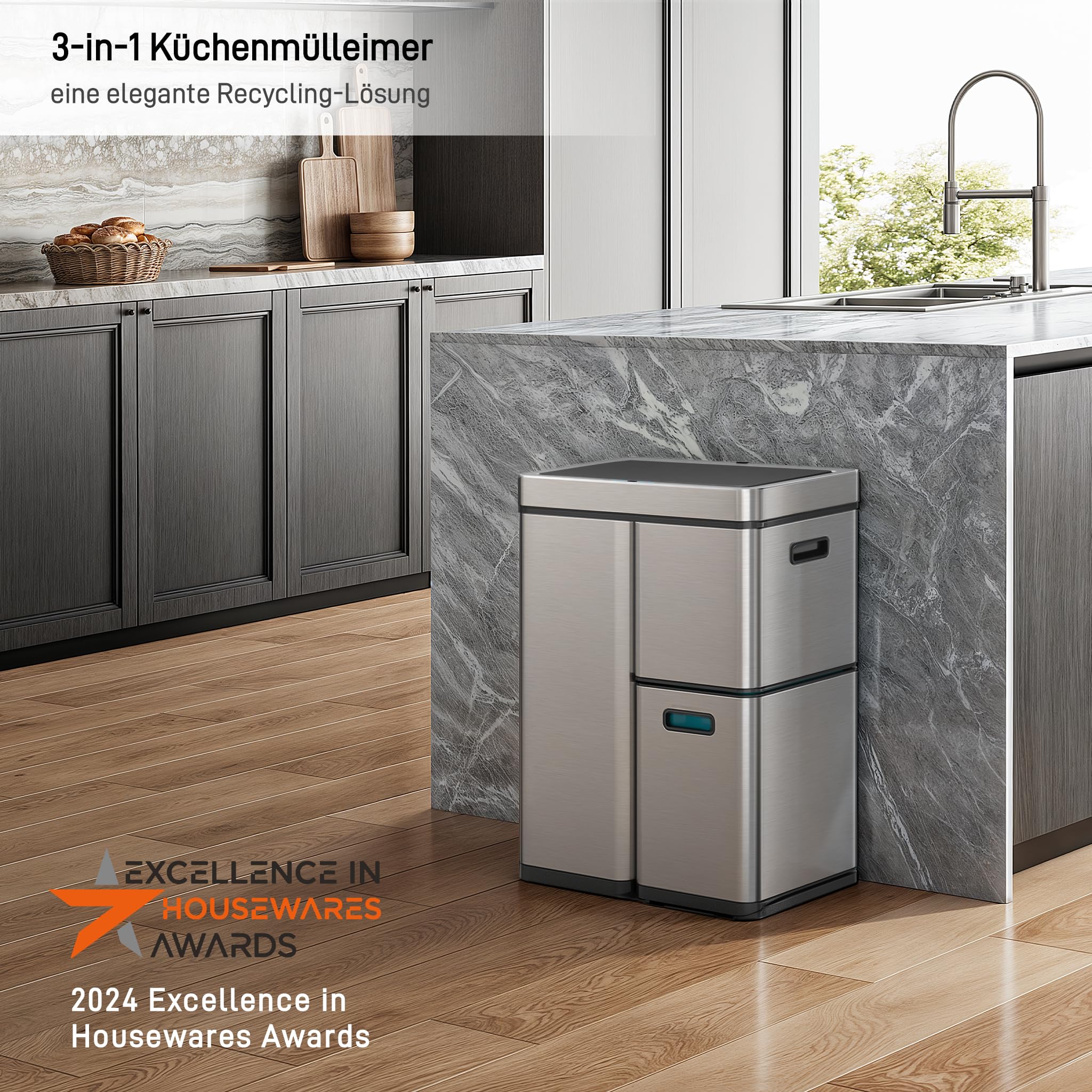 Eko Mirage Plus Mülltrennsystem mit 3 Fächer – Bild 2