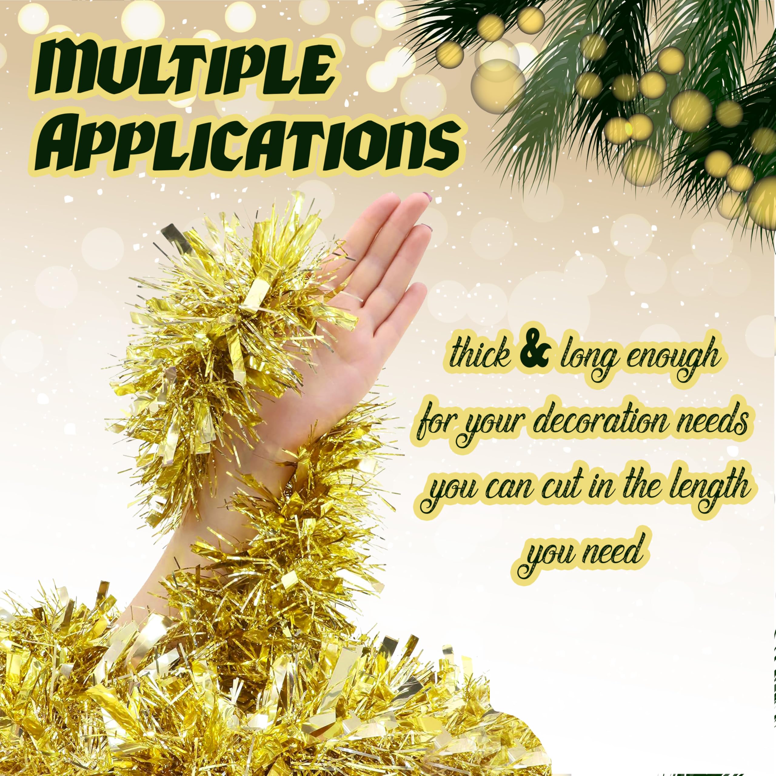 HOVUK® 5PCs Gold Christmas Tree Hanging Tinsel Decoration 10M - Image 4