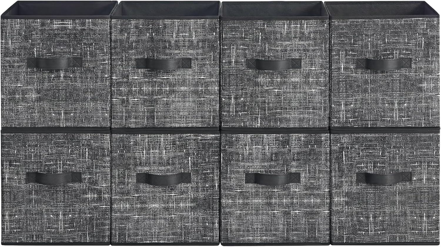 SONGMICS HOME Foldable Storage Cubes Set of 10, Fabric Shelf Organizer Bins with Handles, Closet Storage Boxes for Clothes, 10.4 x 10.4 x 11.2 Inches, Black