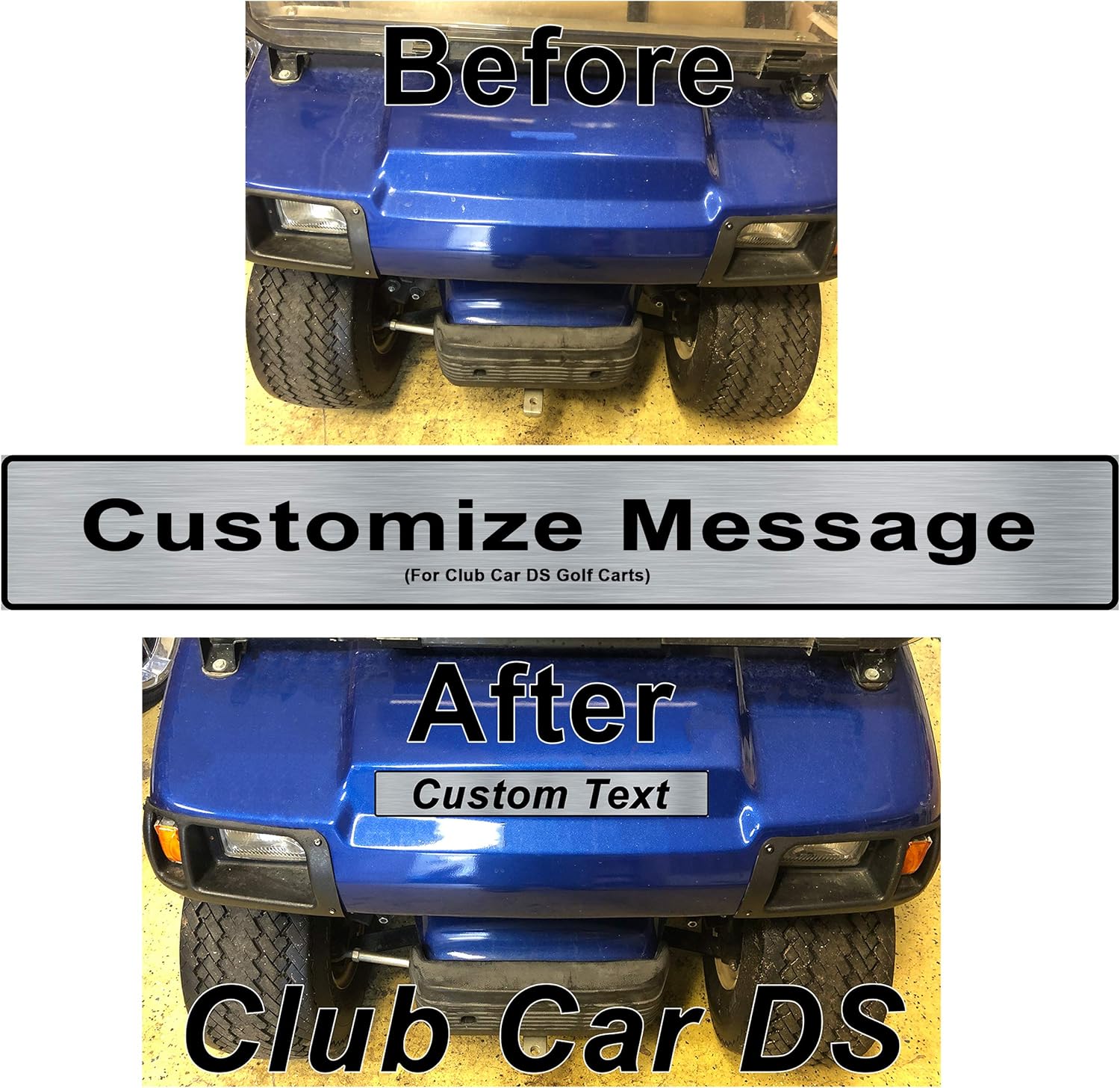 Custom Laser Engraved Club Car DS Nameplate Brushed Aluminum