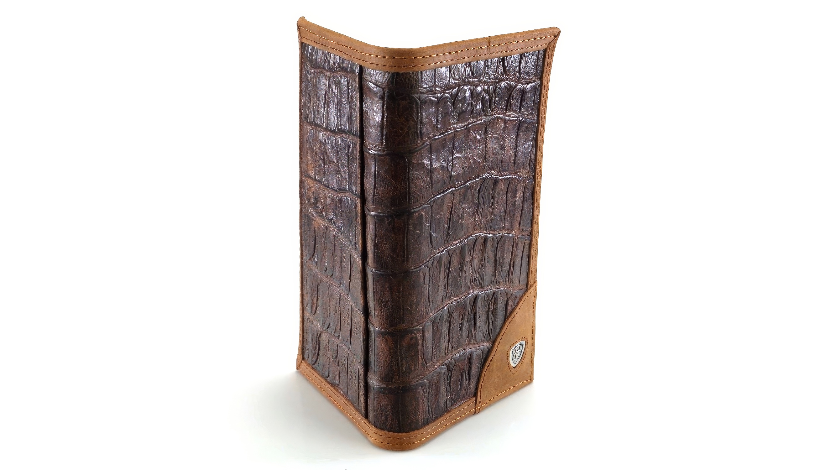 Ariat Men’s Brown Leather Gator Print Rodeo Wallet & Checkbook Cover - View #2