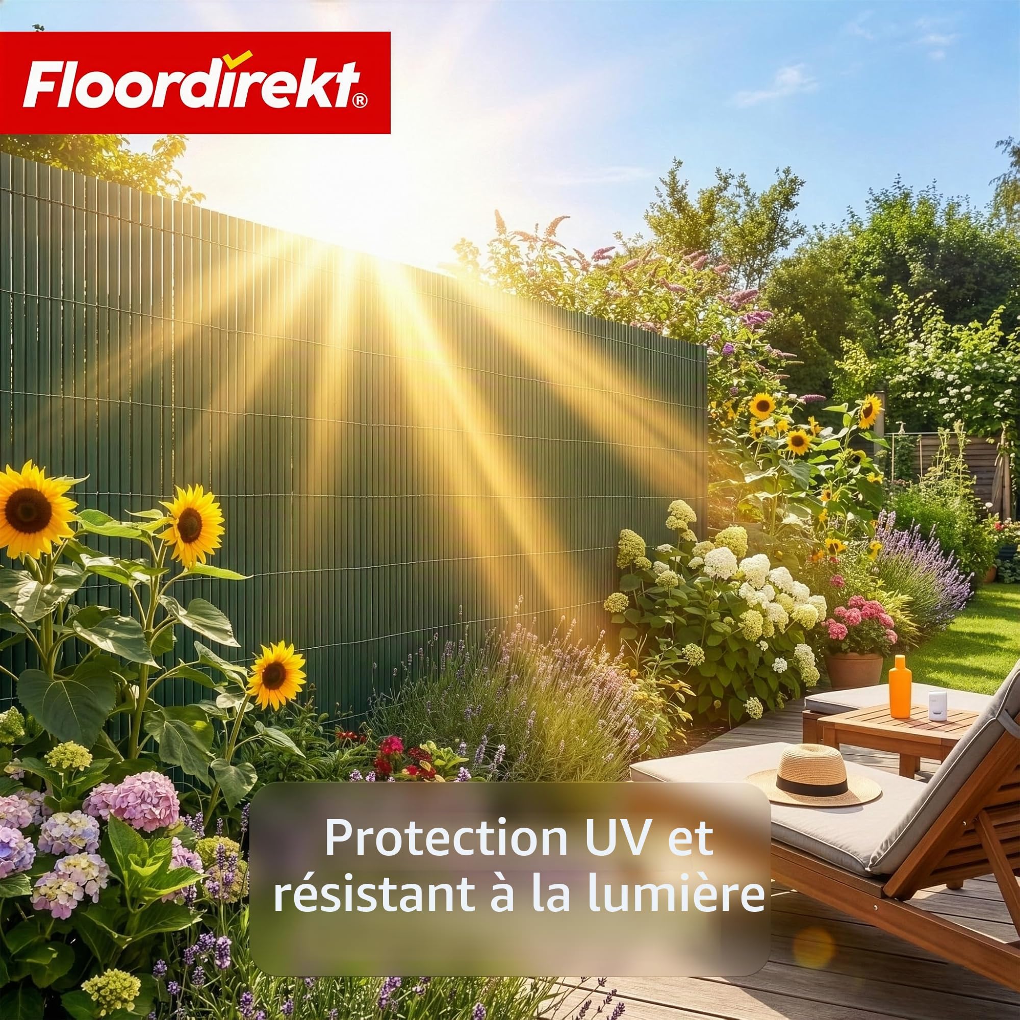 Floordirekt | Canisse en PVC Brise Vue, Intimité Paravent de Jardin, Piscines, Balcon | Terrasse, Décorative Palissade en PVC Résistant aux UV, Intempéries, Coupe-Vent | 200 x 300 cm - Vert