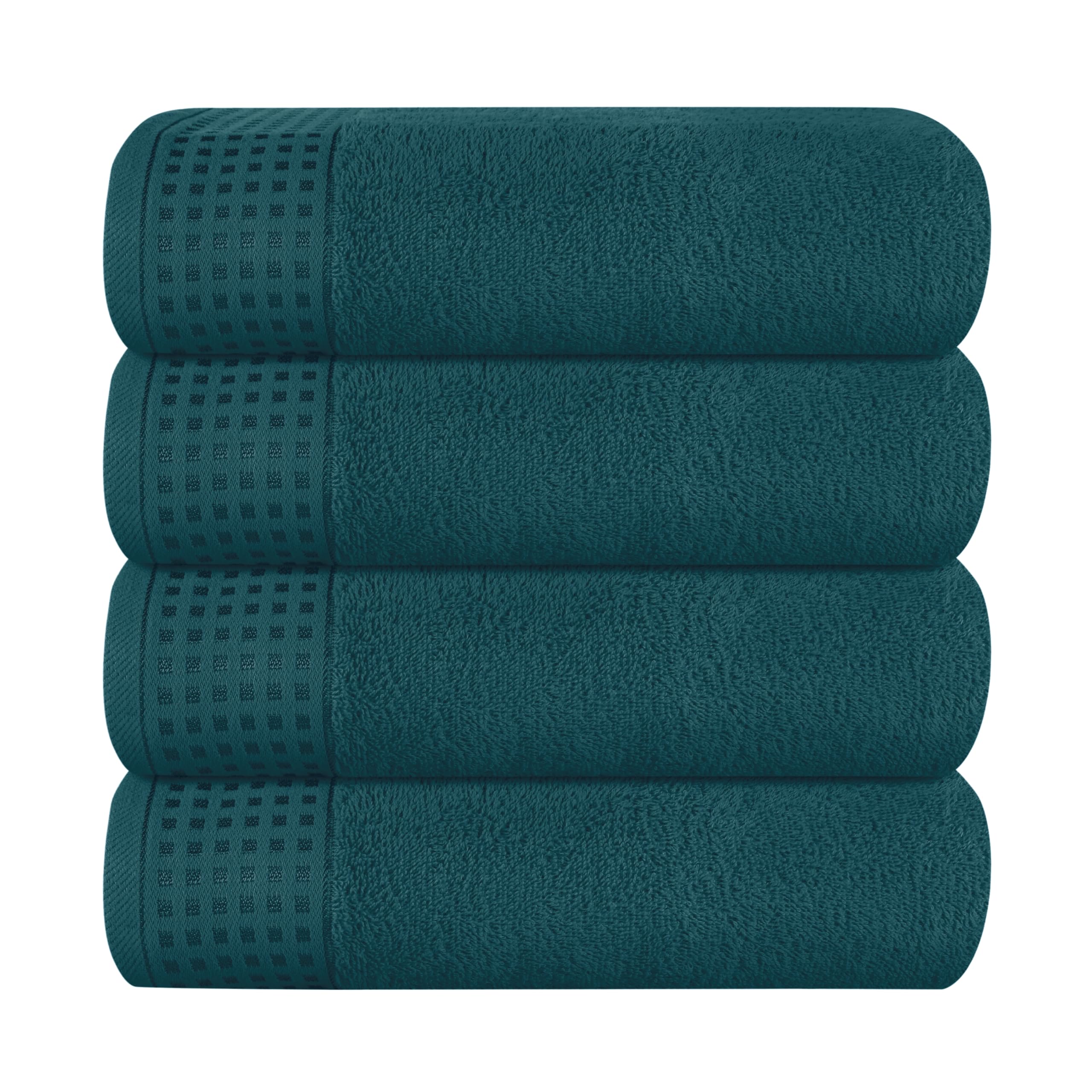 GLAMBURG Ultra Soft 4 Pack Oversized Bath Towel Set 27x54 inches, 100% Cotton Bath Towels, Highly Absorbant Compact Quickdry &amp; Lightweight Towel, Ideal for Gym Travel Camp Pool - Teal