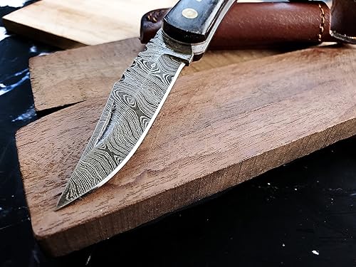 Miniatura 3 de Titan International Knives Titan International Knives1095 - Cuchillo de bolsillo para hoja de acero de damasco de alto carbono